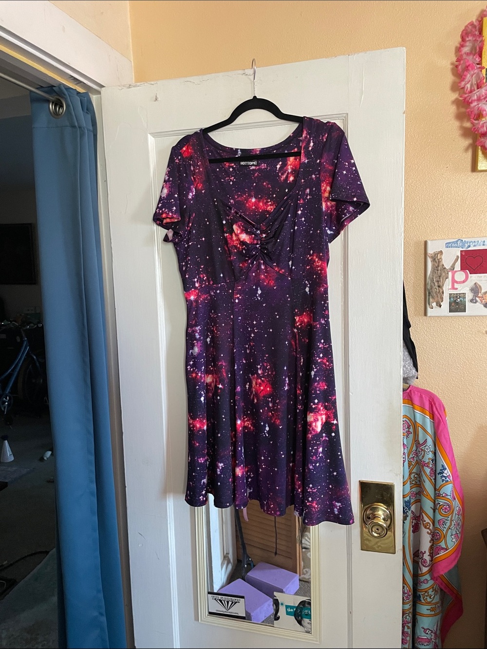 Hot Topic Galaxy-Print Fit & Flare Dress - Purple & Red Size XL